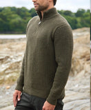 Fisherman Out of Ireland Short Zip Waffle Stitch Sweater