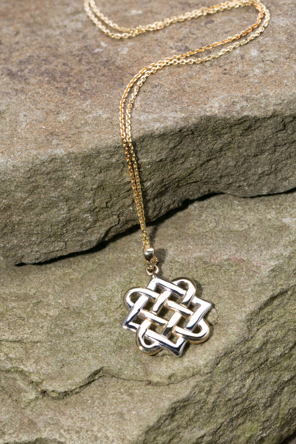 Celtic knot necklace white on sale gold